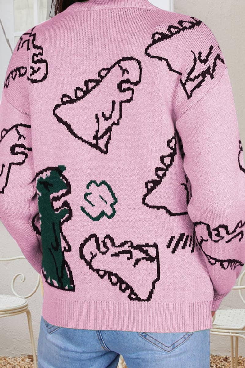 CWOSWL5171_WINTER KNITTED DINOSAUR LONG-SLEEVED SWEATER