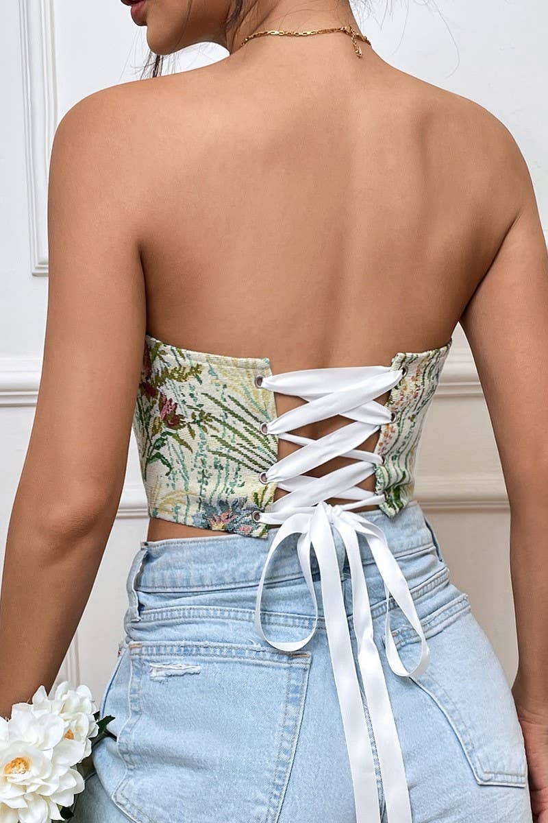 CWTTT0042-VINTAGE PRINT TIE BACK TANK TOP