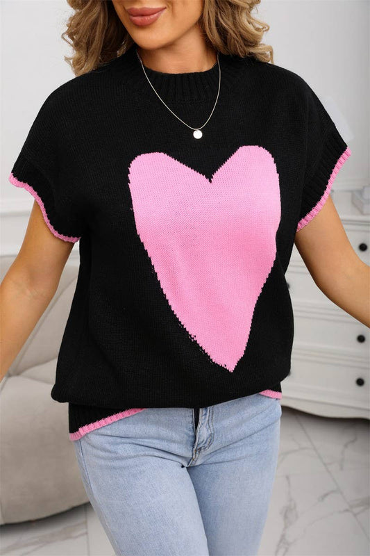 CWOSWS00161_HEART PRINT CREWNECK KNIT VEST