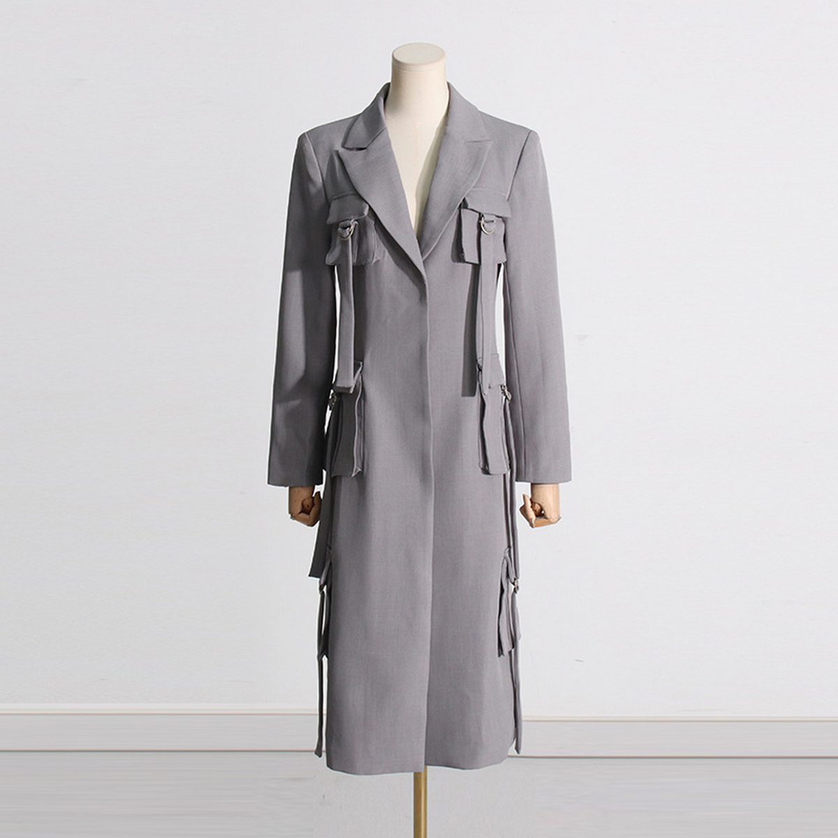 Long Sleeve Longline Blazer with Tassel & Pockets