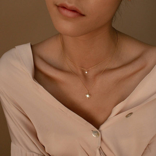 Double Star Zirconia Stacking Necklace