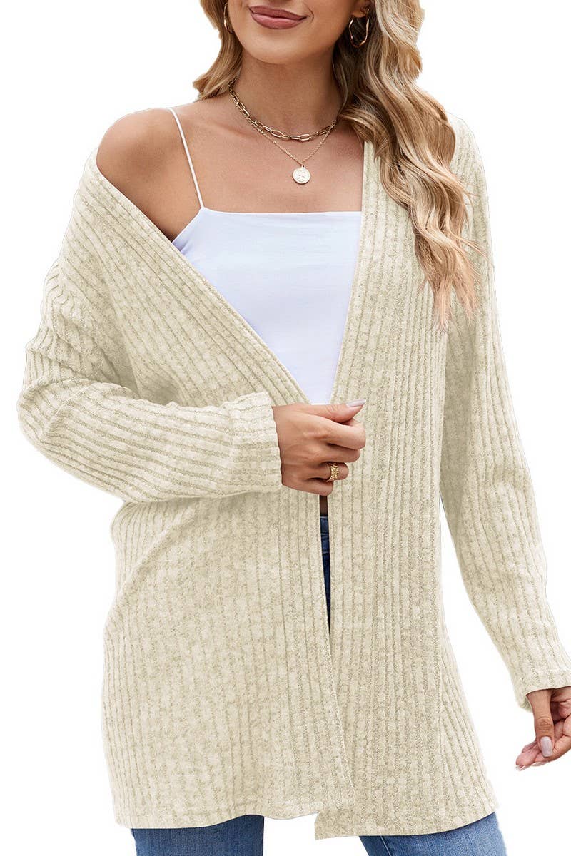 CWOCAL1917_LONG-SLEEVED FITTING BRUSHED KNITTED CARDIGAN