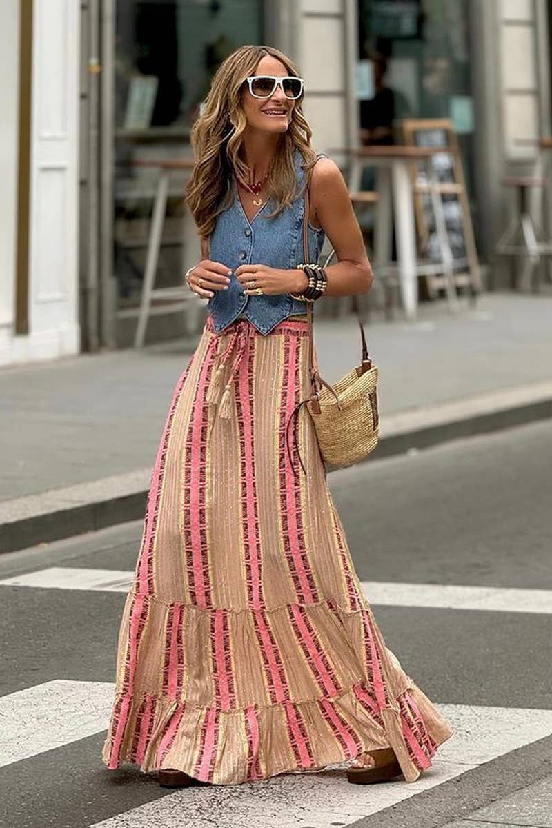 CWBLS0562_NEW SUMMER LEISURE VACATION LONG SKIRT