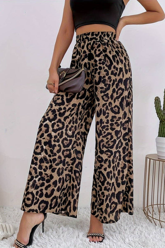 CWBLP2070_LEOPARD PRINT ELASTIC WAIST WIDE LEG PANTS