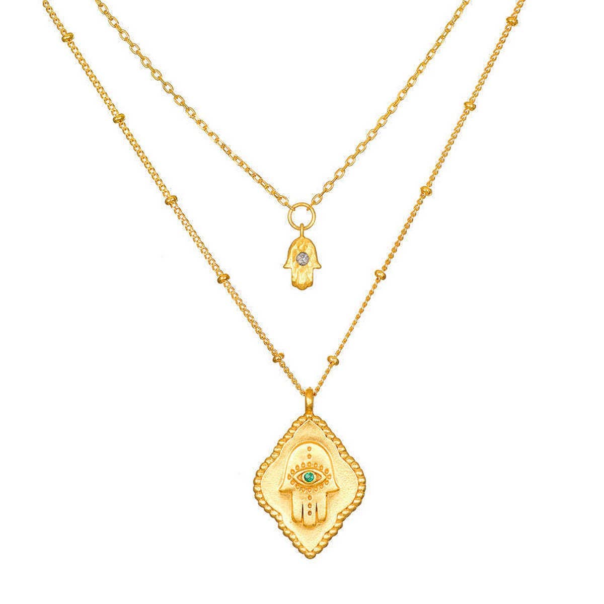 Sun and Moon Double Layered Evil Eye Necklace
