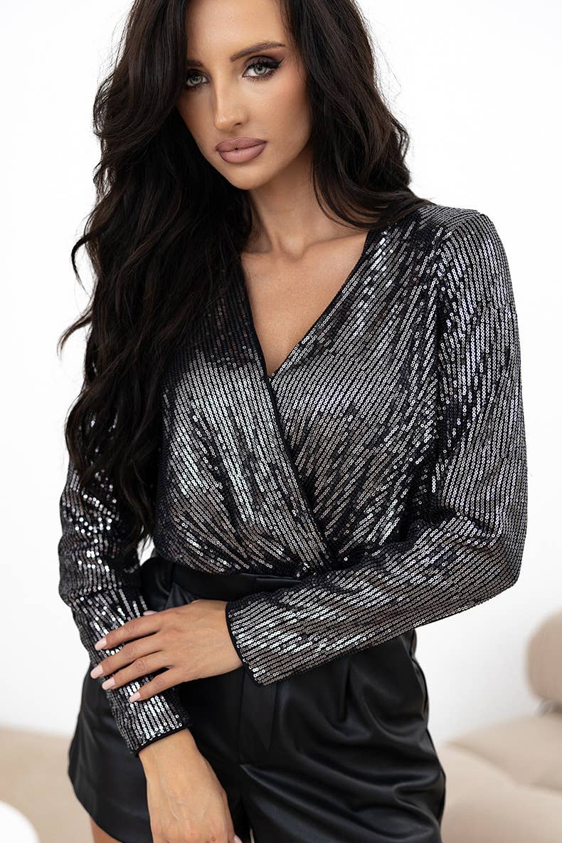 ELEGANT TEMPERAMENT SEQUIN NICHE MESH JUMPSUIT