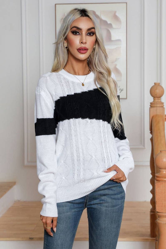 CWOSWL6426_LONG-SLEEVED BAGGY SWEATER IN CONTRASTING COLORS