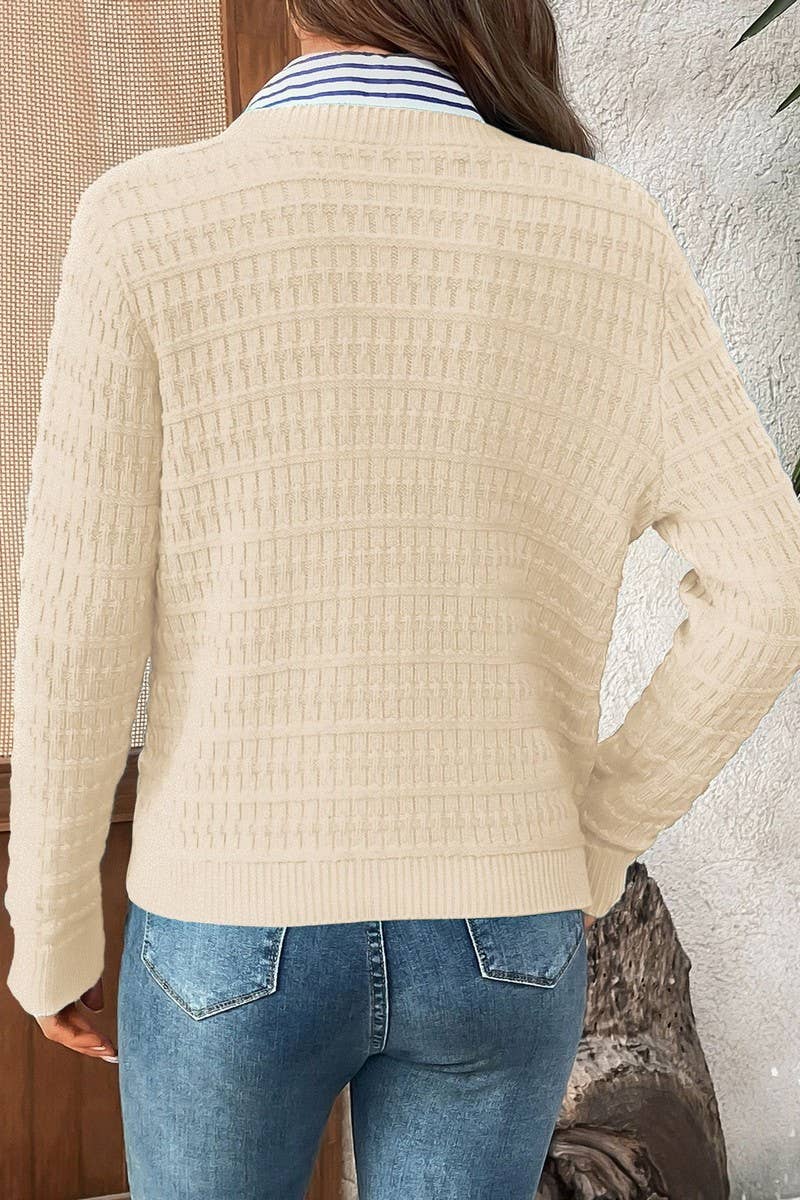 CWOCAL00612_SOLID COLOR KNIT CARDIGAN CASUAL SWEATER