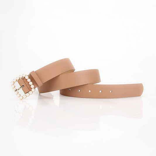 Fashionable square-shaped pearl buckle belt