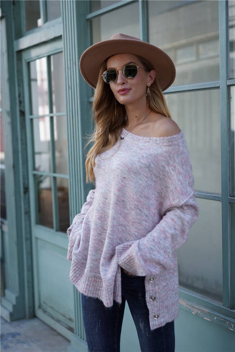 CWOSWL1424_Crew Neck Pullover Casual Sweater