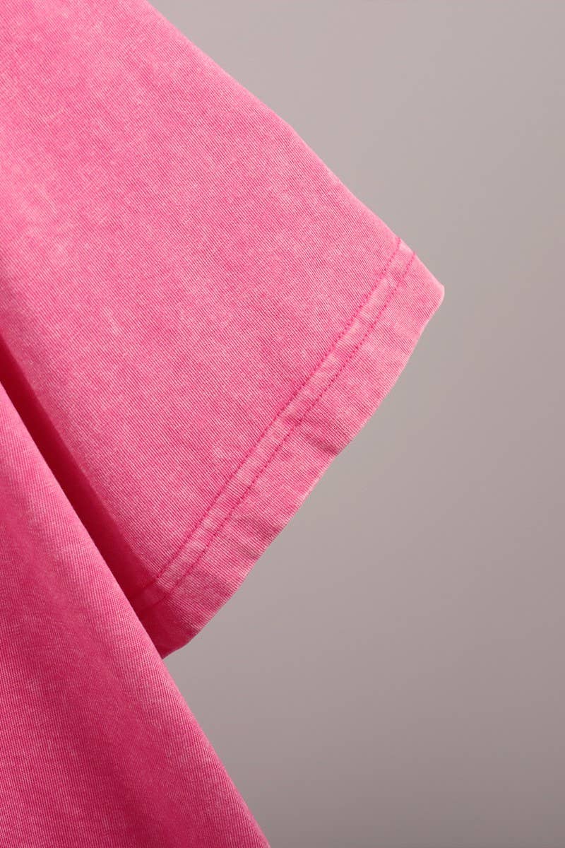 CWTTS1176_ROUND NECK WASHED DISTRESSED SHORT SLEEVE T-SHIRT