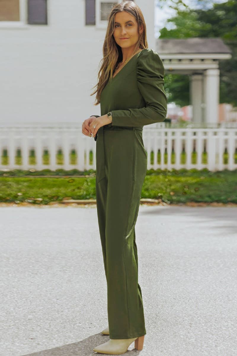 CWSJS1252_V-NECK LONG-SLEEVED HIGH-WAISTED JUMPSUIT