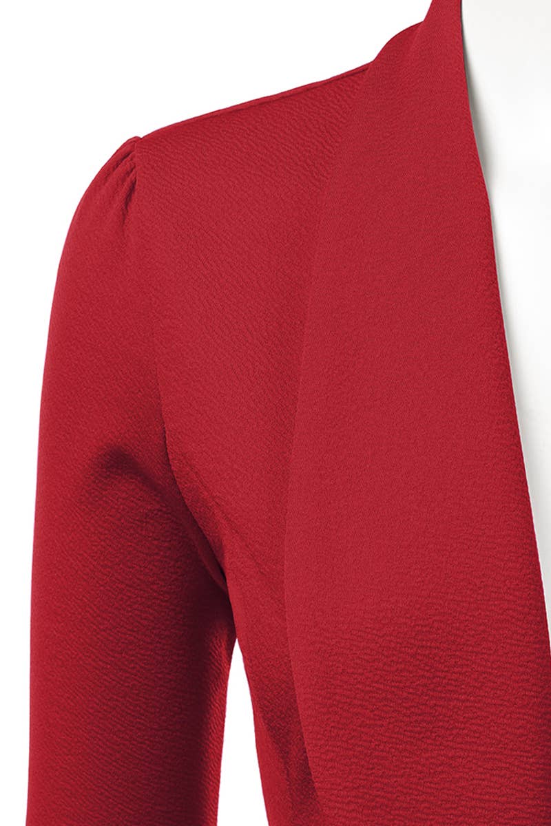 CWOBL089_Casual Work 3/4 Sleeve Open Front Blazer