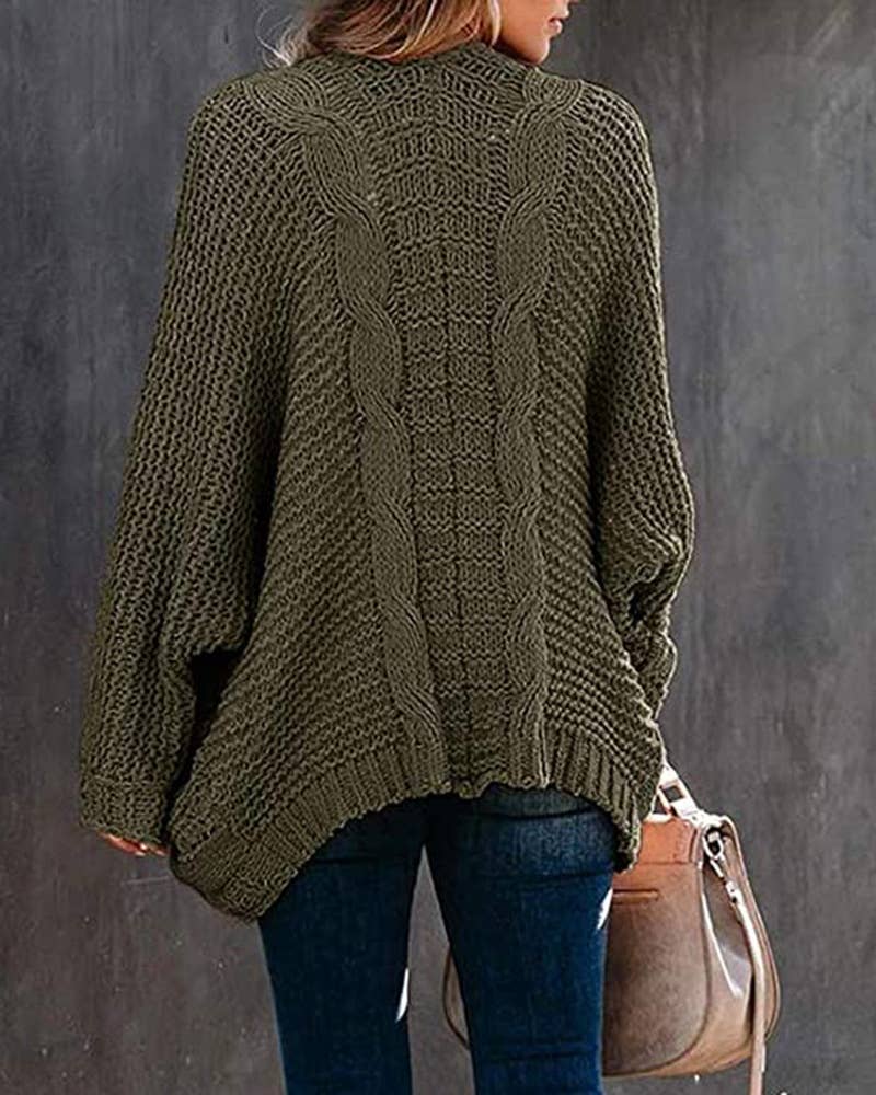 CASUAL TWIST ROPE BATSLEEVE SWEATER JACKET