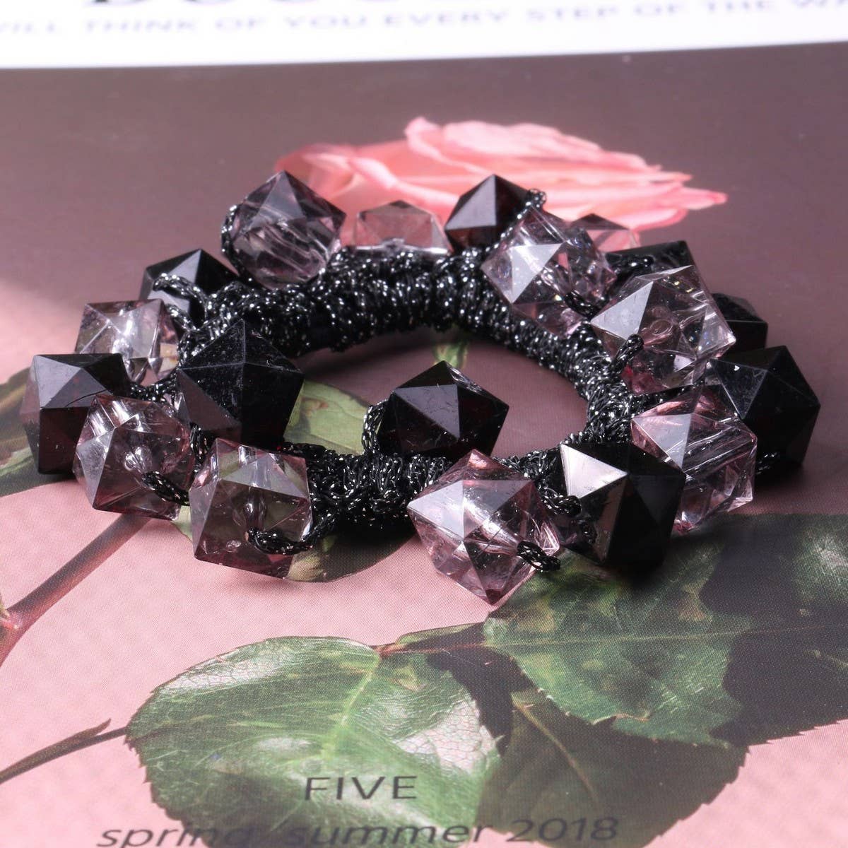 Elegant Crystal Scrunchie Fashion Hair Tie_CWAHA6864