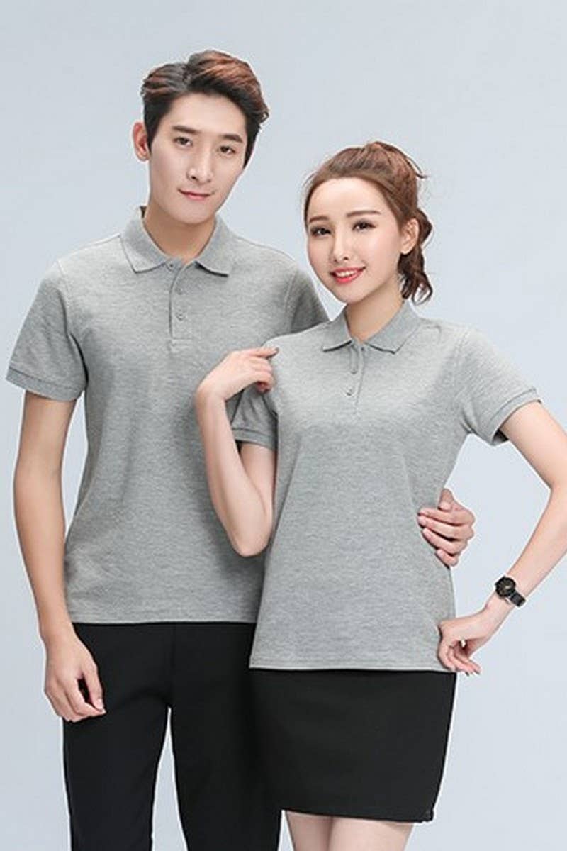 CWTBLS02444_SOLID COLOR CASUAL SHORT-SLEEVED POLO SHIRT