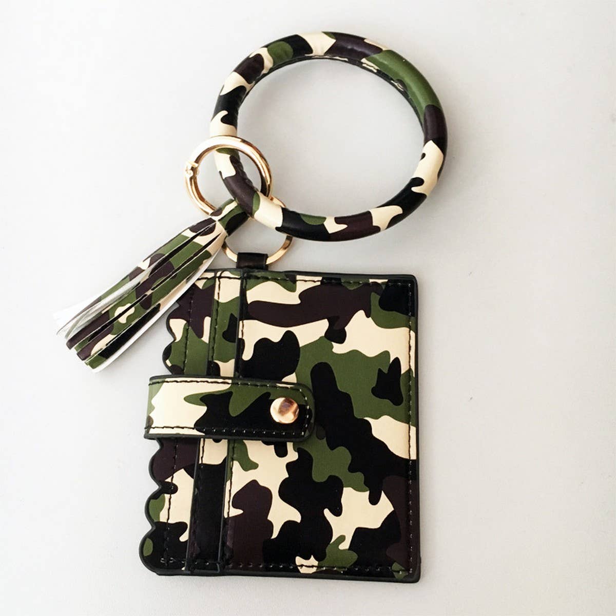 Leopard Keychain Bangle with PU Card Holder_CWAB5006