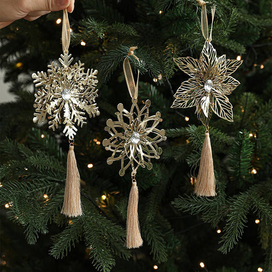 Gold Metal Snowflake Hanging Xmas Tree Decor