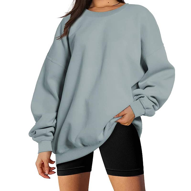 Basic solid-color long-sleeved pullover hoodie