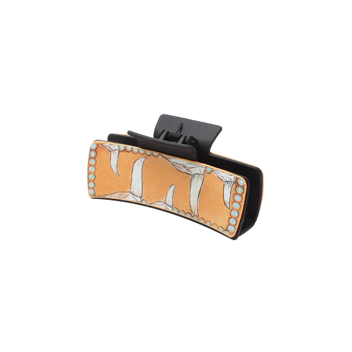 Western Cactus Bull Head Leather Hair Claw