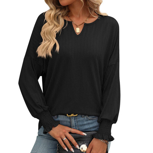 Baggy V-neck bat-sleeve T-shirt with top