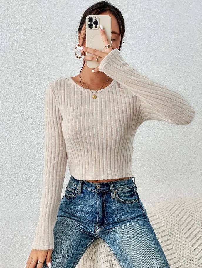 CASUAL TIGHT SOLID COLOR CREW NECK SWEATER