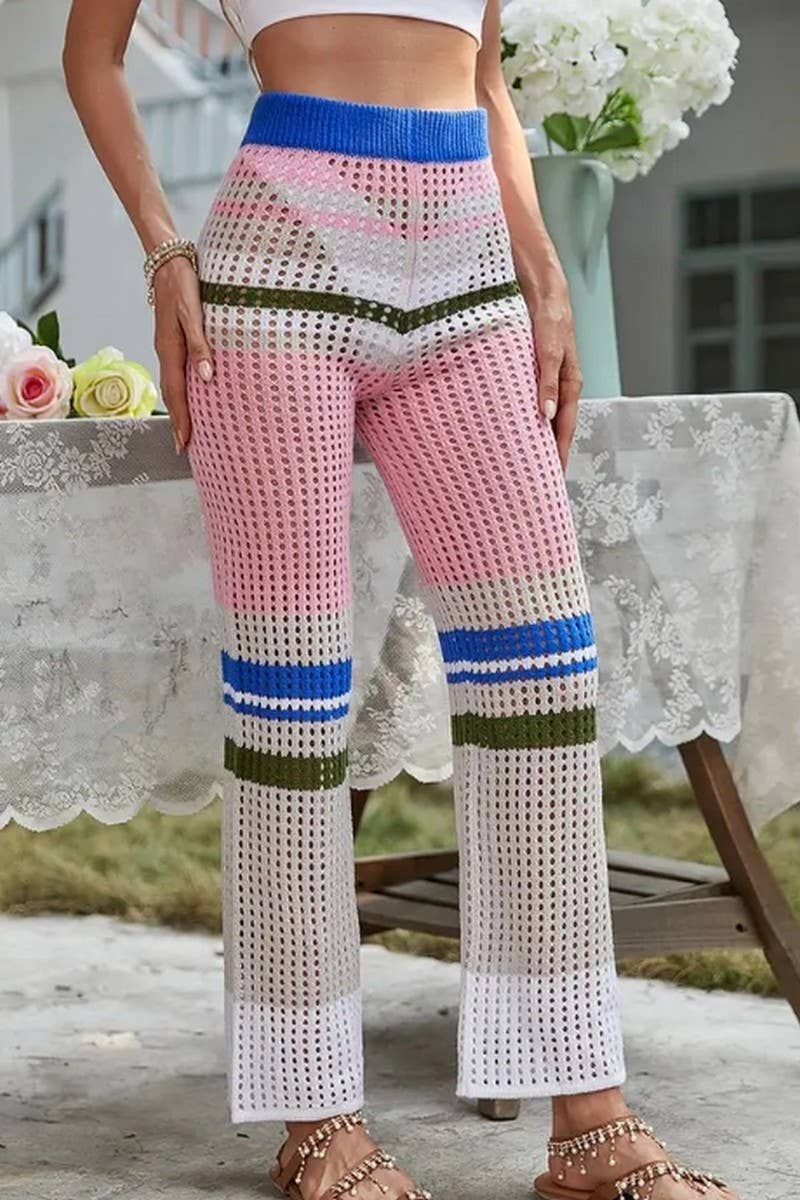 CWBLP1845_SUMMER FASHION STITCHING HOLLOW CASUAL TROUSERS