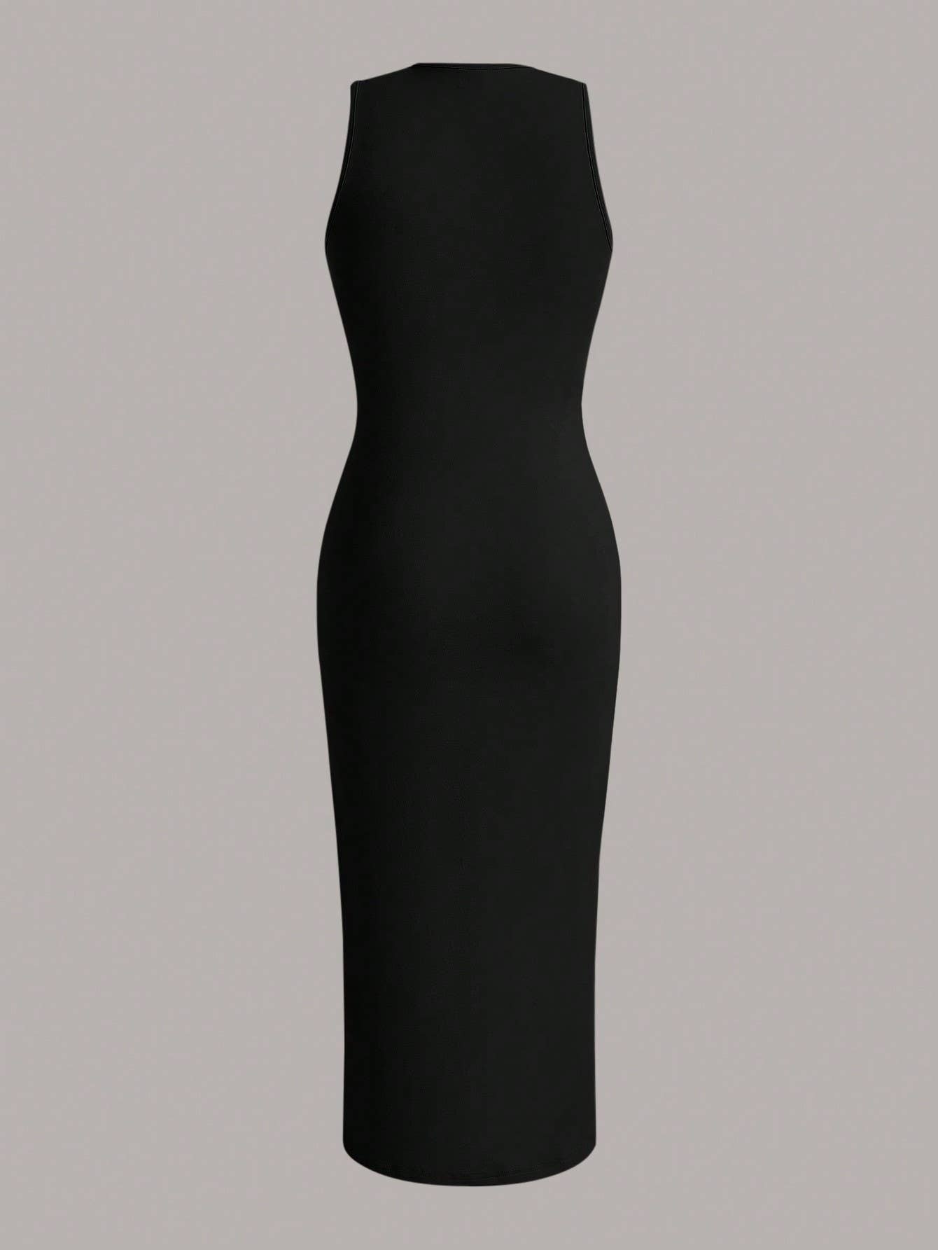 Cinched waist sleeveless and form-fitting dress