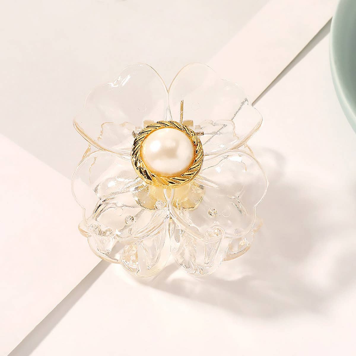 Large Pearl Flower Hair Claw - Elegant Updo Clip_CWAHA0408