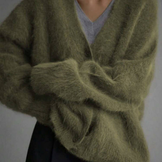 Women's Cozy Faux Mink Cardigan Sweater
