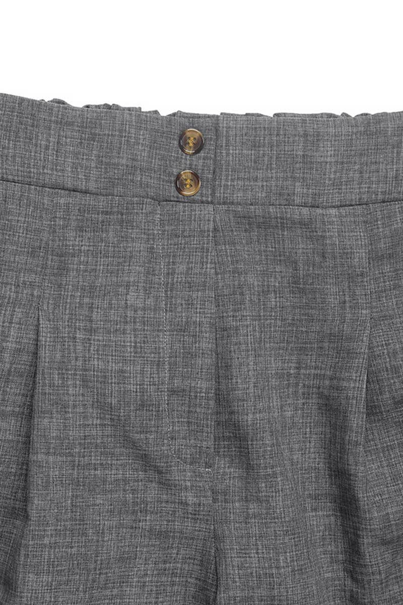 CWBSP0429_SOLID COLOR PLEATED CASUAL STRAIGHT SHORTS