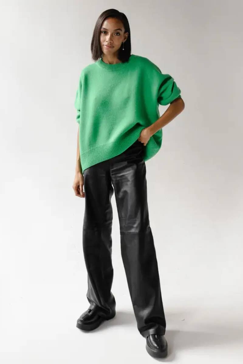CWOSWL6631_CREW-NECK LONG-SLEEVED SOLID COLOR SWEATER
