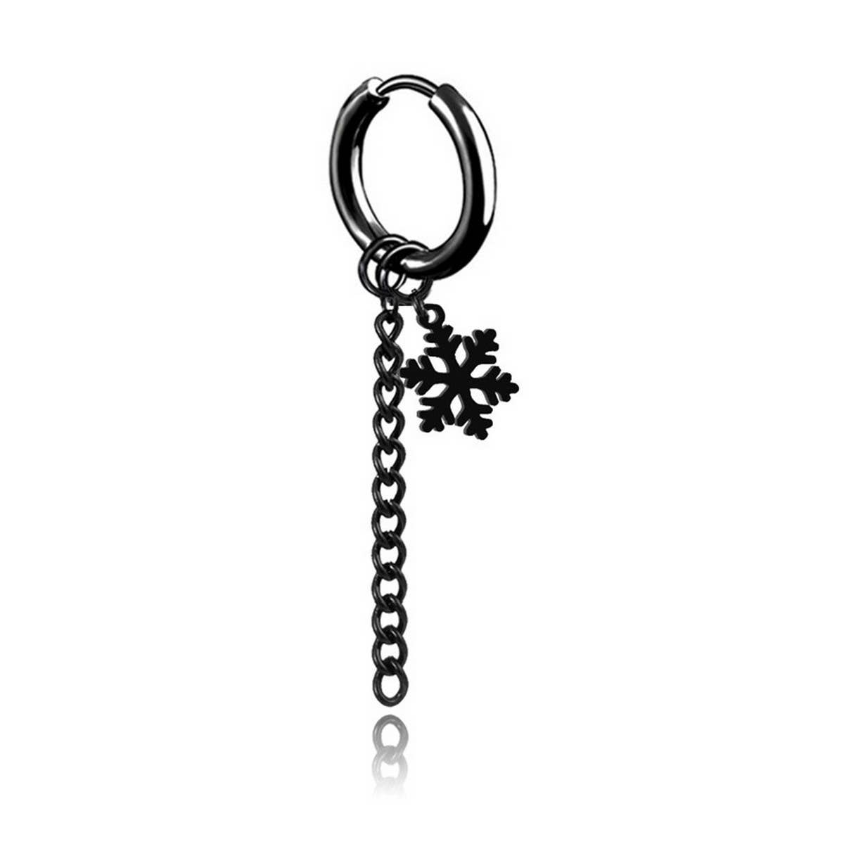 NEW FEATHER SINGLE BLACK CHAIN EARRING