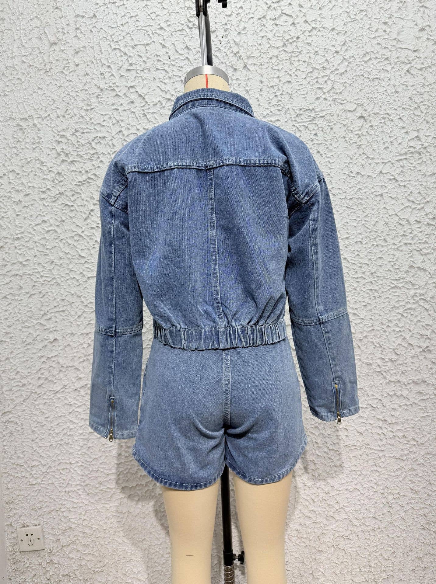 CARGO STYLE DENIM JACKET HIGH WAIST SHORT SUIT