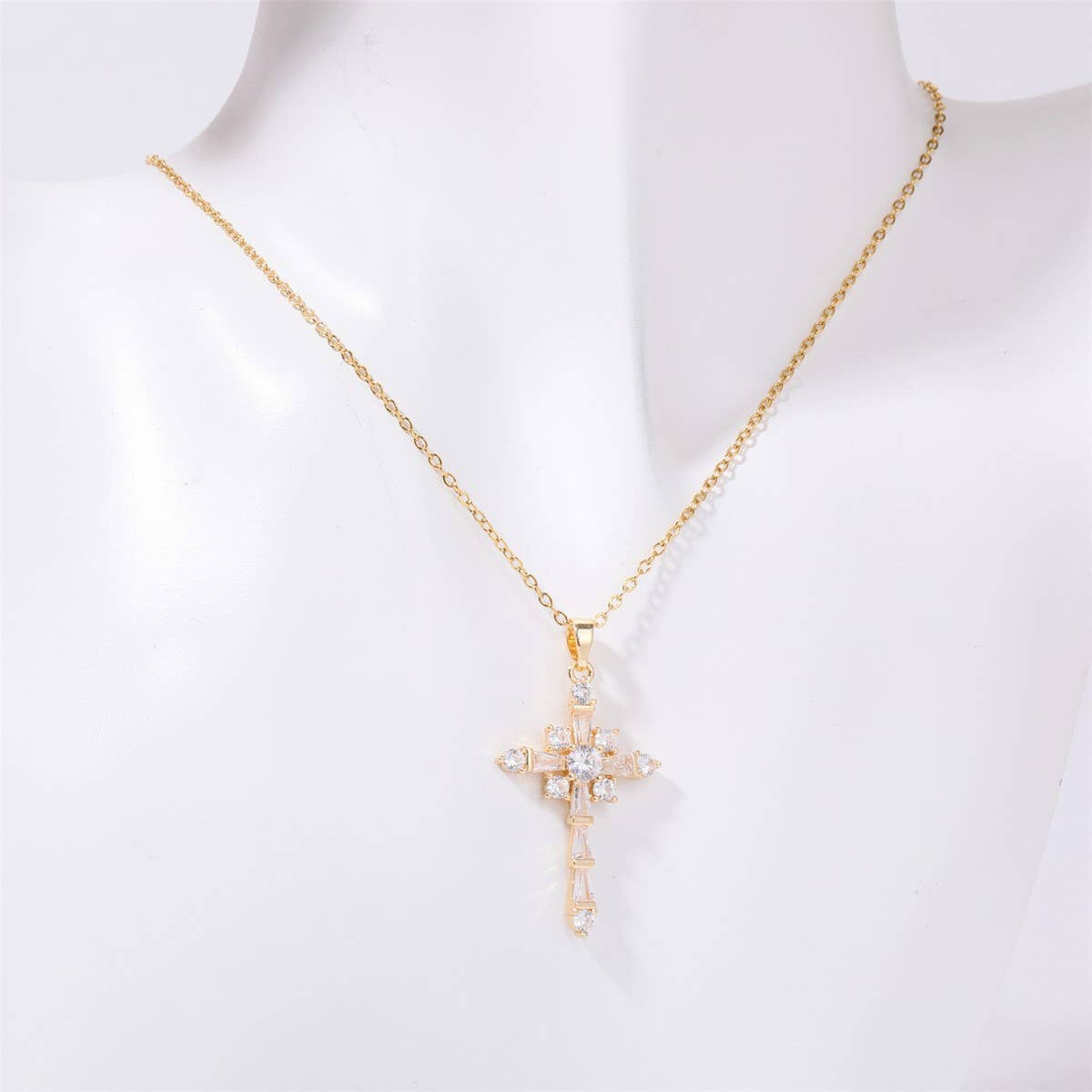NEW CREATIVE MINIMALIST CROSS ROSE NECKLACE