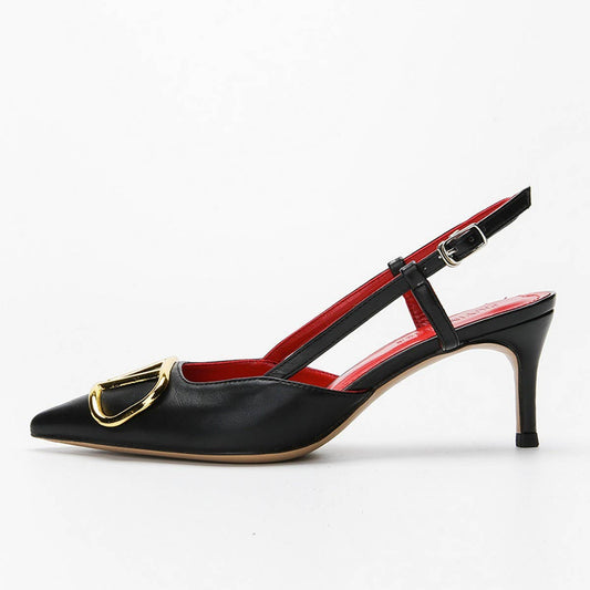 V BUCKLE POINTED THIN HEEL SANDALS HIGH HEELS