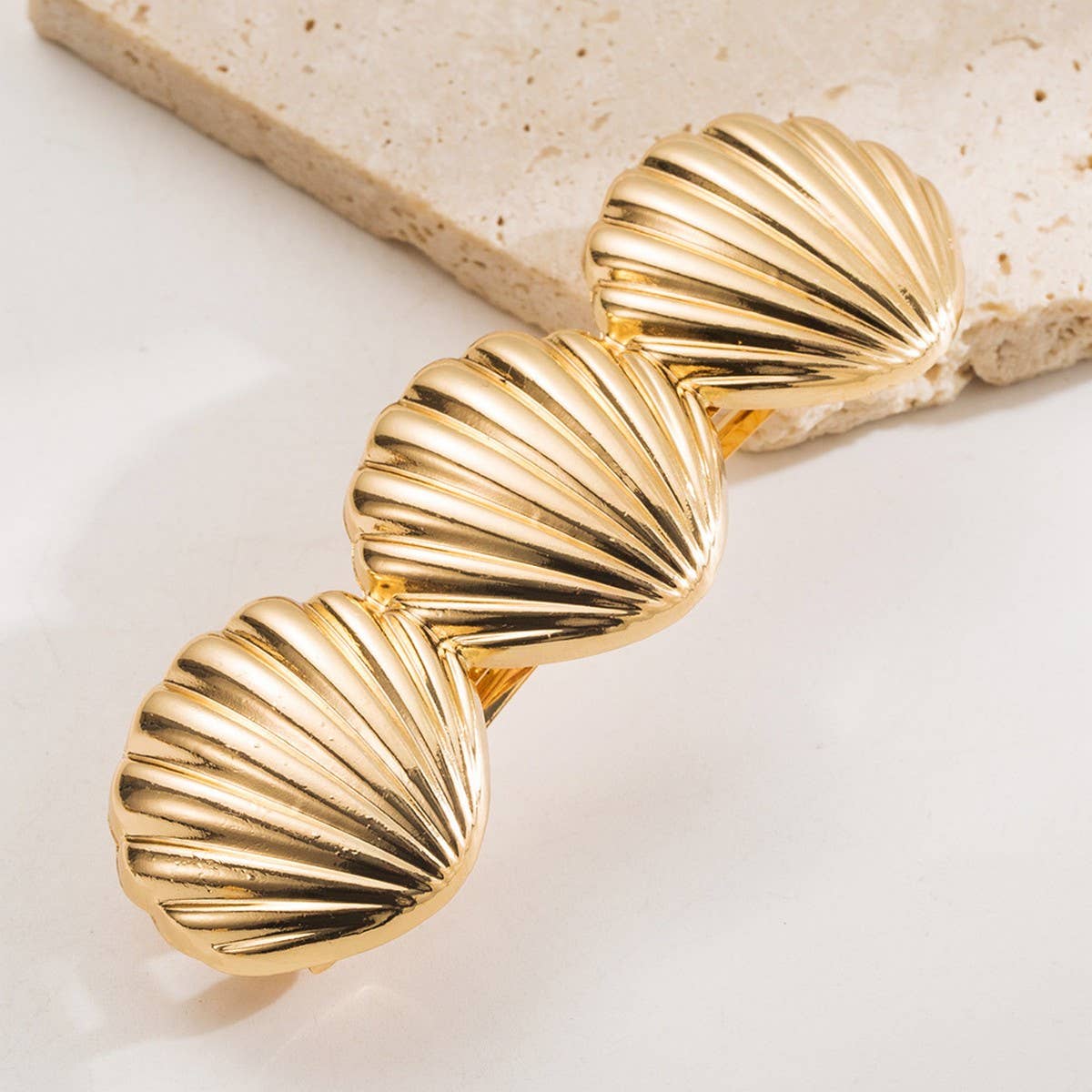 Minimalist Metal Heart Leaf Shell Ponytail Clip