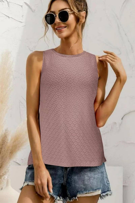 CWTTSL0232_Round Neck Sleeveless Knit Top