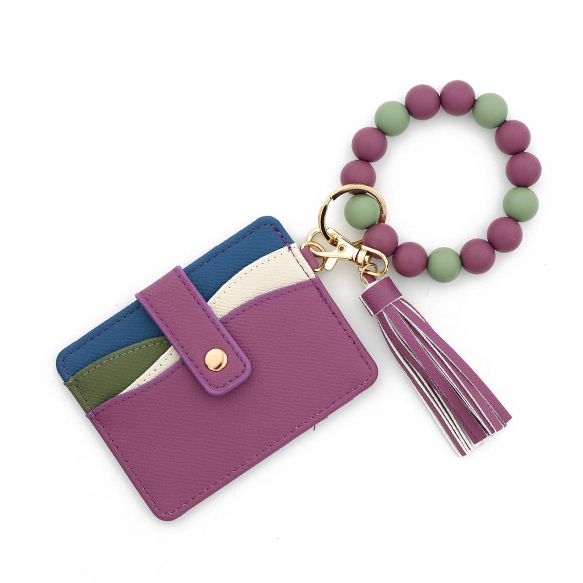 Silicone Bead Bracelet Keychain with ID Wallet_CUAB00446
