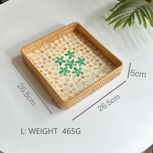 RATTAN COLORFUL SHELL CREATIVE HANDMADE FRUIT PLATE_CWMM4420
