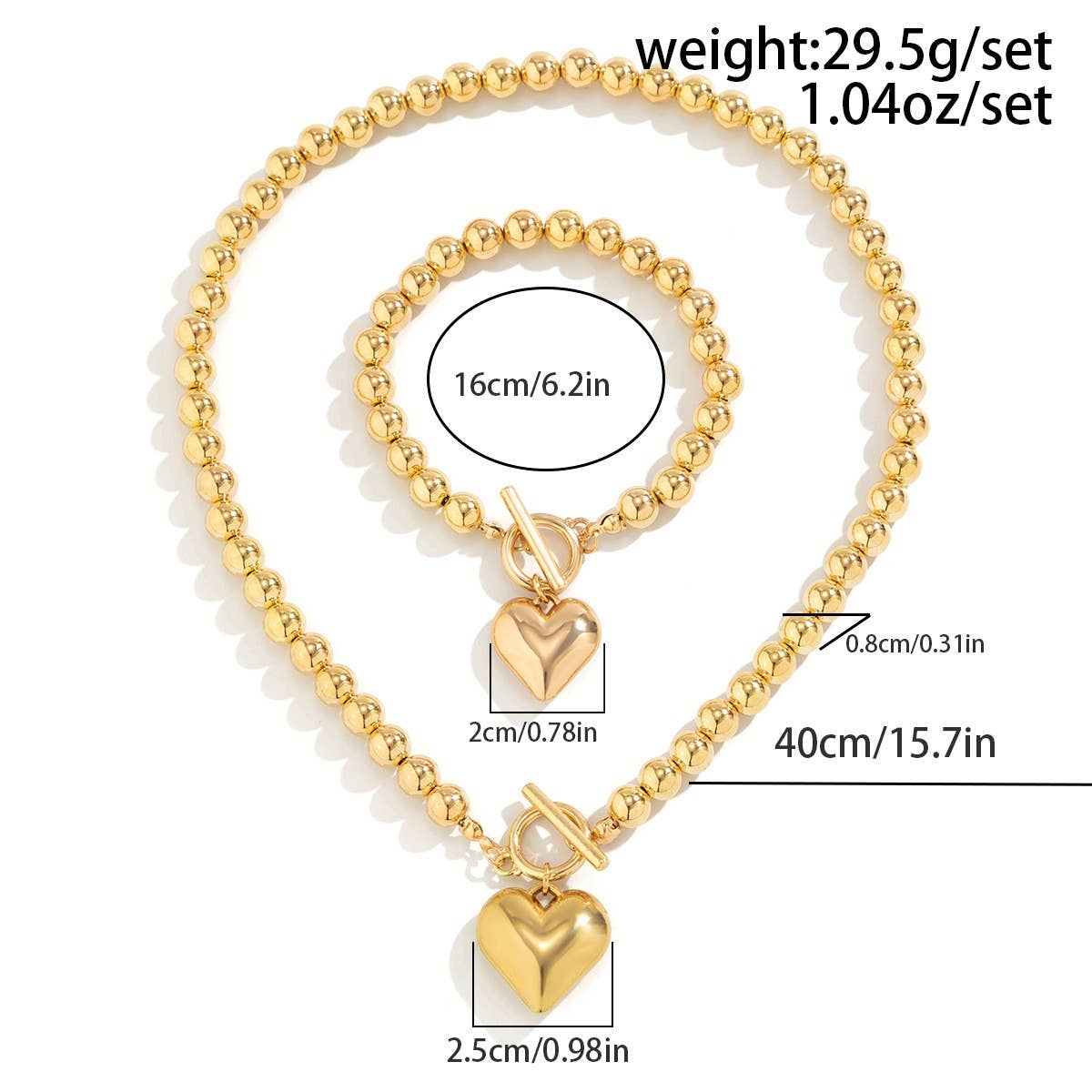 IMITATION PEARL HEART SHAPED PENDANT NECKLACE