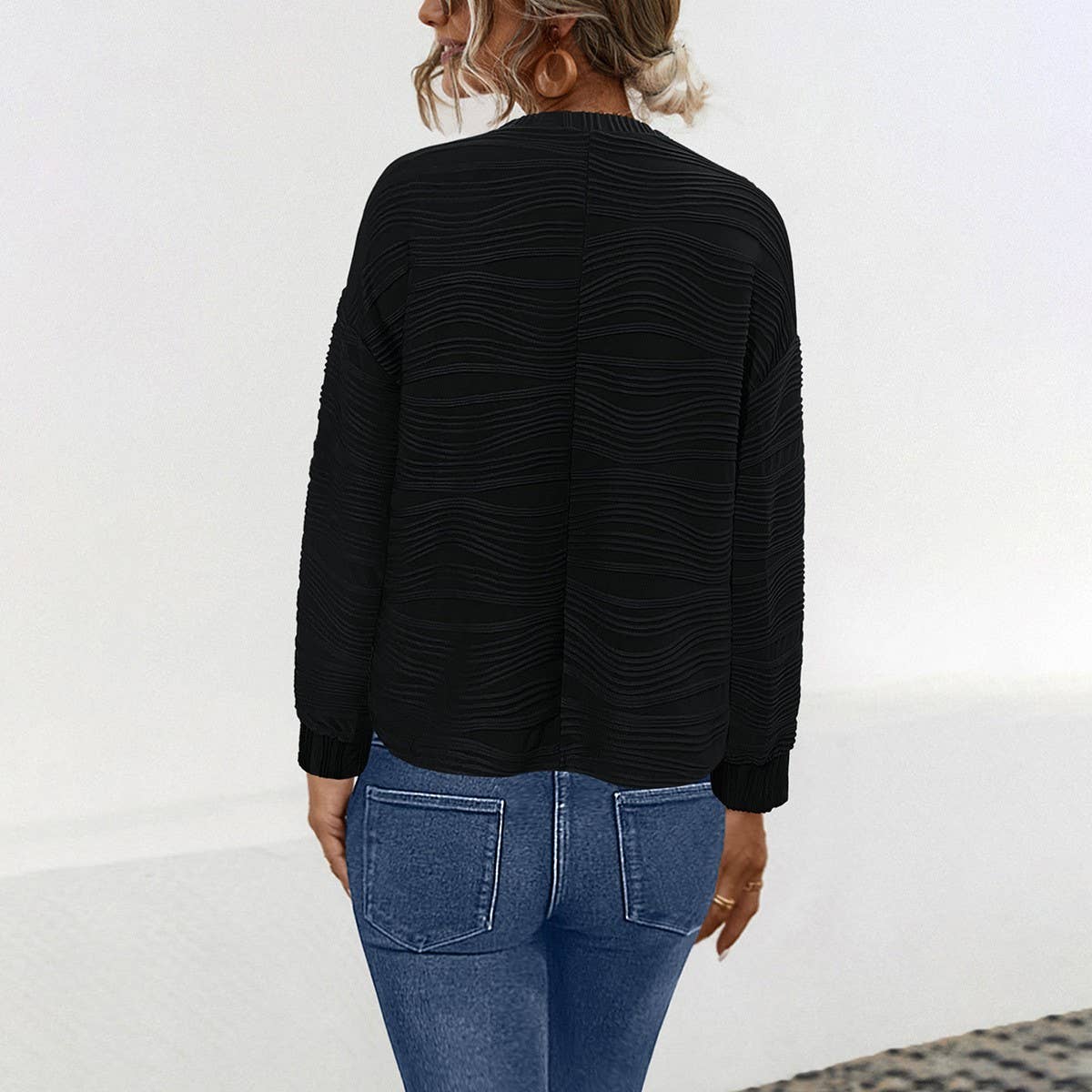 Classic casual knit solid color pullover hoodie