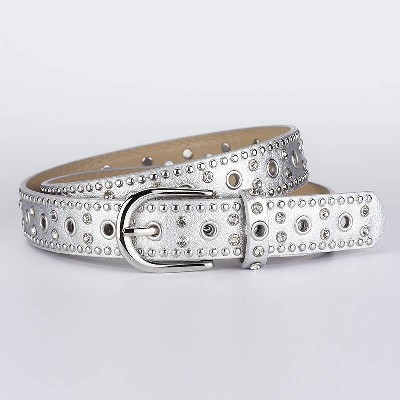 Double-row claw punk-style alloy buckle belt