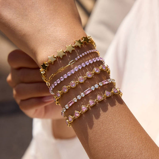 Elegant Heart Zircon Bracelet, Titanium Steel