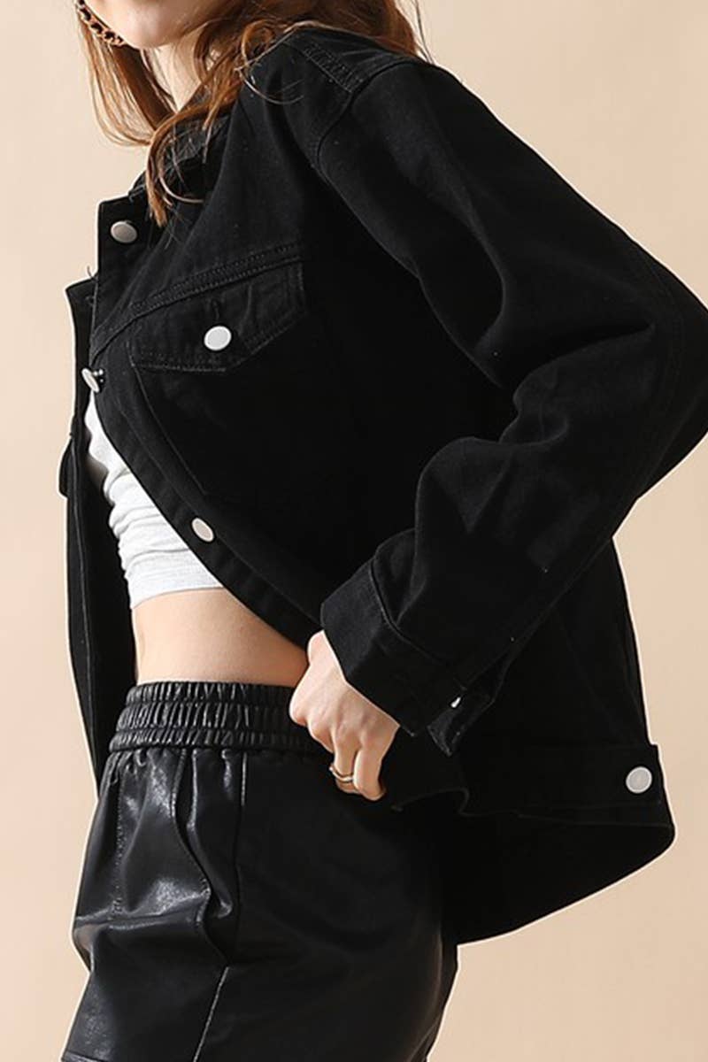 CWJJ065_CASUAL BUTTON DOWN DENIM JACKET