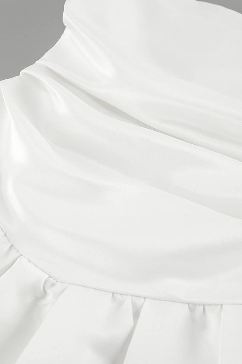 CWDTD0400_WHITE SLIM FIT BUD TUBE TOP SHORT DRESS