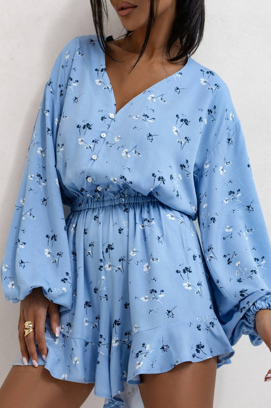 Fashionable printed long-sleeved one-piece shorts