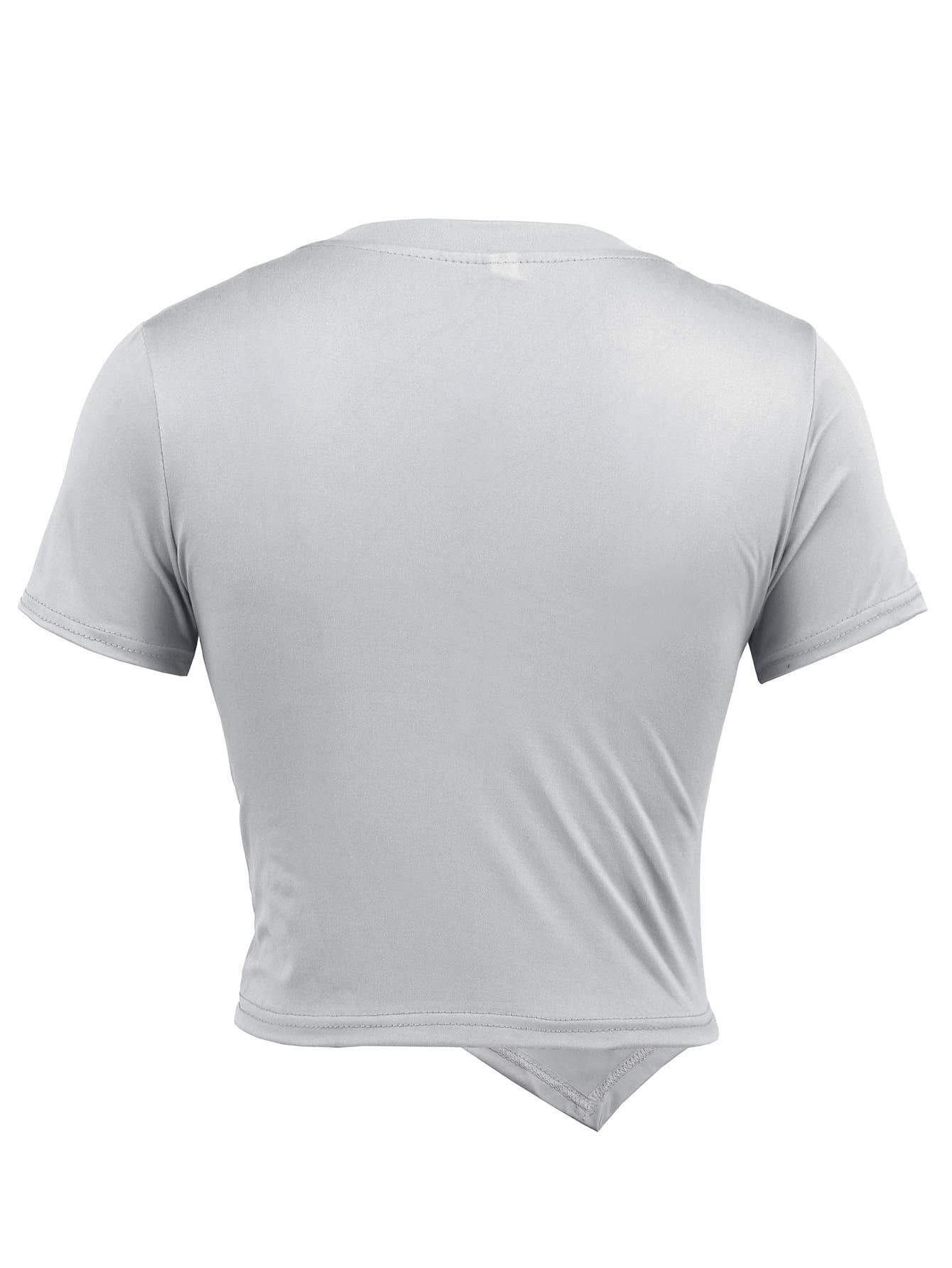 Casual Slim Fit Cropped Knit Solid Color T-Shirt