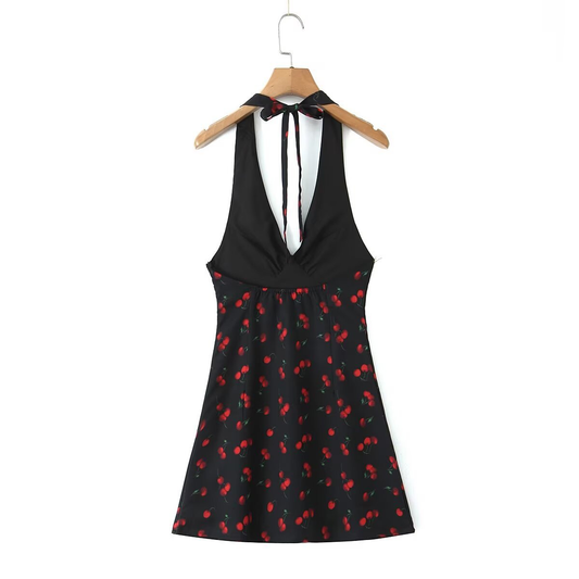 Women?™s French Style Halter Backless Short Dress_CWDMD5819