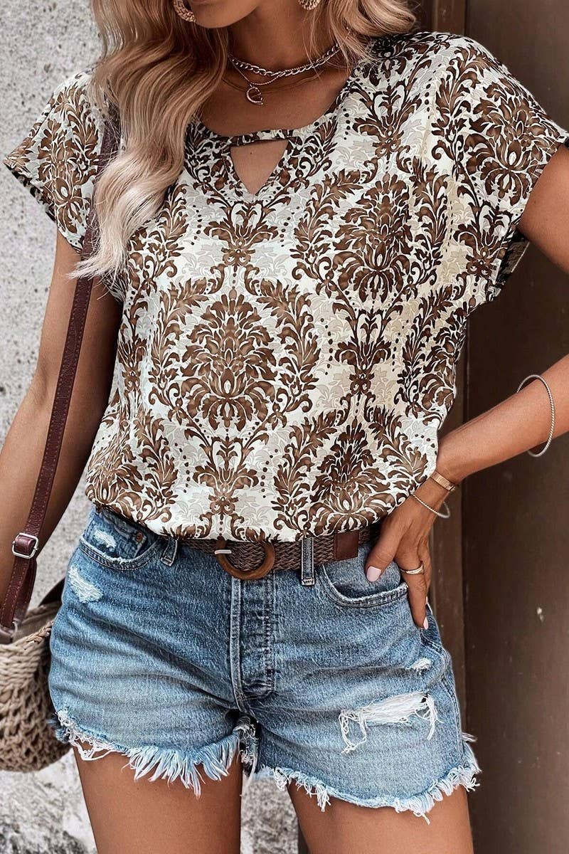 CWTBLS1836_SUMMER FASHION V-NECK BAT SLEEVE LOOSE TOP